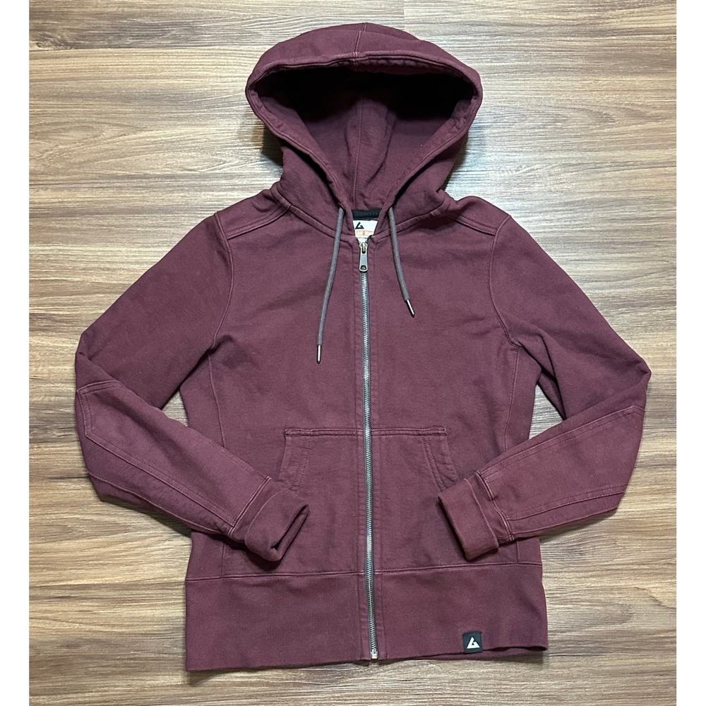 American Giant Women Burgundy Classic Full Zip Hoodie Heavyweight USA Sz S